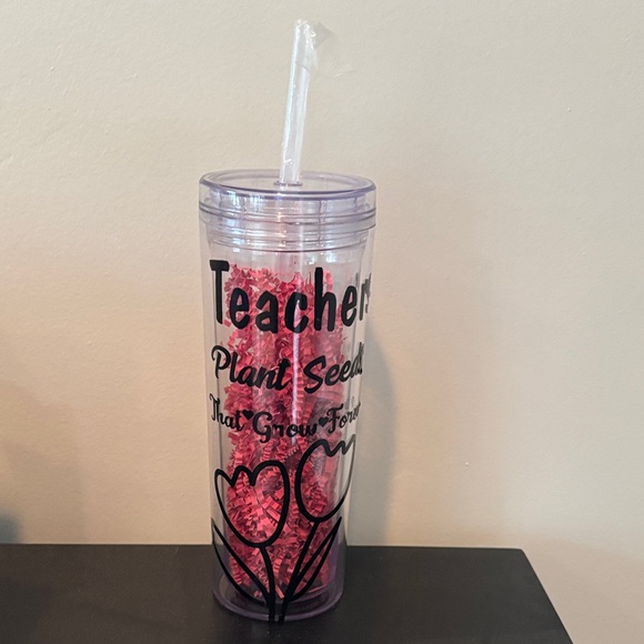 Clear and Black Insulated Tumbler with Straw and set of 4 coasters - Picture 2 of 7